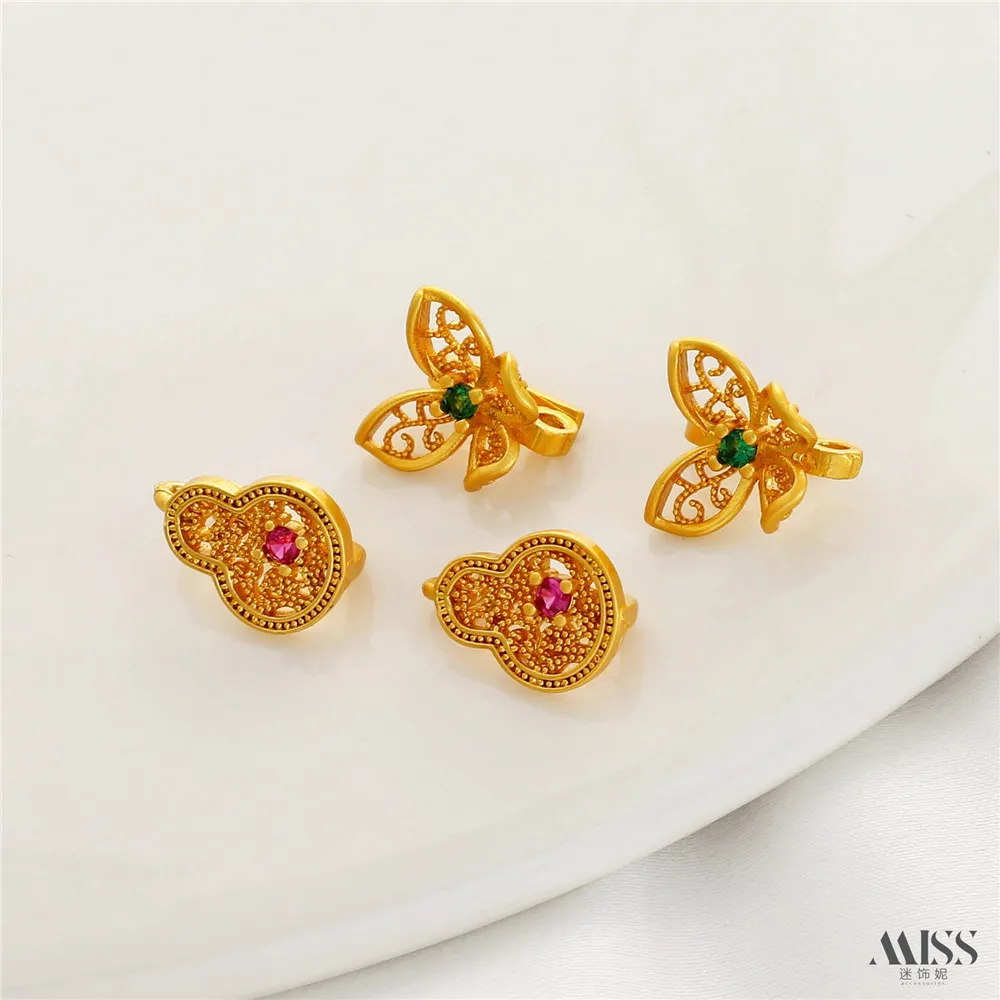 

Matte Gold 18K Gold Color Hollow Butterfly Gourd Pressure Placket Buckle Connection Buckle DIY Bracelet Ending Button Accessorie