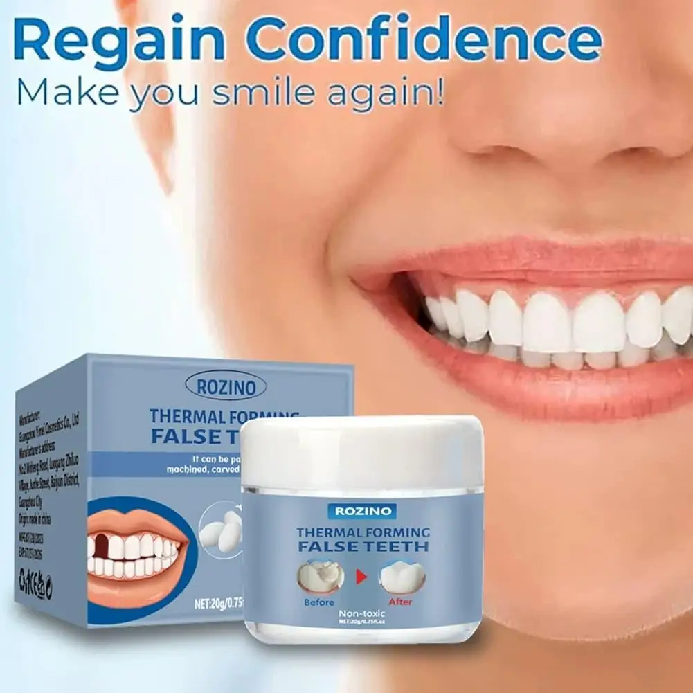 20g Plasticable Solid Particles Modify Teeth Glue Thermal Forming False Teeth Non-toxic Moldable Temporary Teeth Repair Material