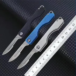 NEW Mini Stainless Steel Folding Scalpel, Medical Folding Knife, Outdoor Unpacking Pocket Knife with 10 Replaceable Blades