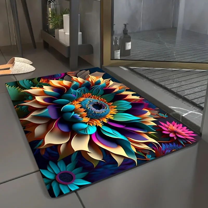 

Ковер для ванной комнаты с принтом диатомовой земли VIKAMA, быстрое всасывание, противоскользящий, моющийся коврик для входа в душевой комнате, домашний декор