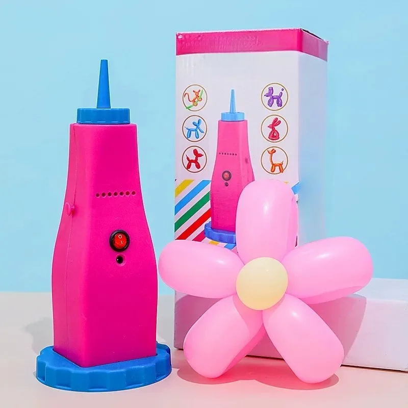 Electric Long Bar Balloon Inflator Pump Pink Portable Balloon Inflating Machine