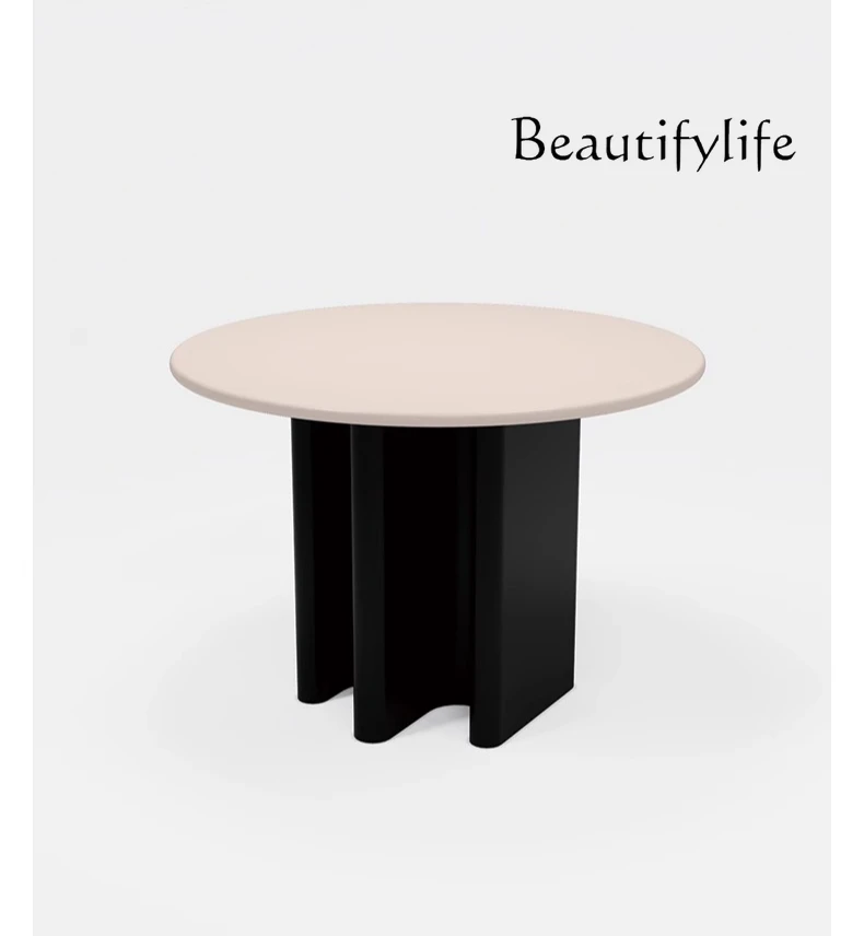 

Designer round table dining table cream white wood surface French designer style household simple modern fashion