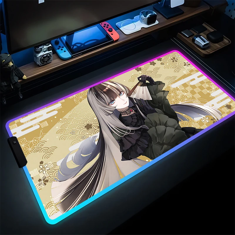 

Mouse Pad Gamer LED Laptop Gaming Accessories Speed Keyboard Pad RGB PC Rubber Desk Mouse Mat Hololive Juufuutei Raden Mousepad