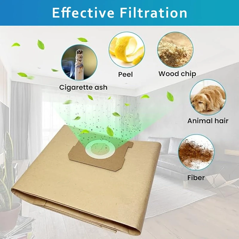 BAAG-Pack 15 كيس مكنسة لـ DEWALT 6 إلى 10 جالون Shop Vac DXVA19-4101، كيس تجميع الغبار مع فلتر لـ DXV06P DXV09P