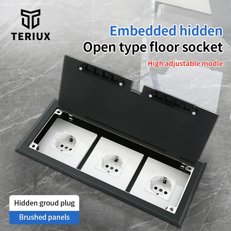 Universal multi ground mounted socket stainless steel floor electrical outlet built in socket in the countertop black