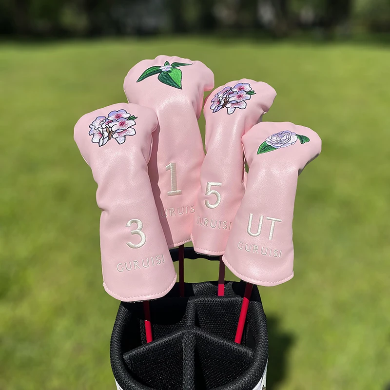 Golf Club #1 #3 #5 Wood Head covers Grand master Flower Driver Fairway Woods Cover putter Covers PU Leather Unisex