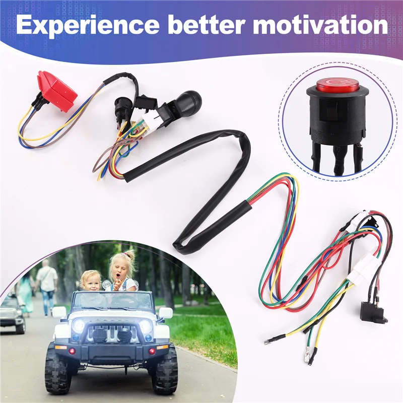 Acessórios para Carro Elétrico Infantil, Kit de Fios e Interruptor Modificado DIY para Carro Elétrico Infantil