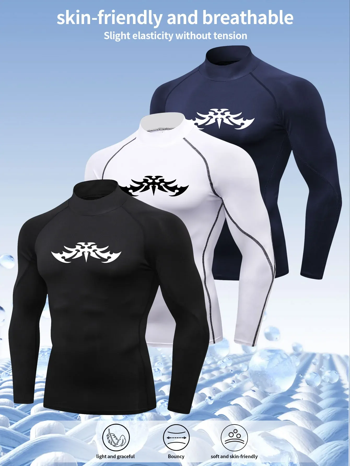 

Новый мужской спортивный костюм, облегающий тренировочный костюм с длинными рукавами, спортивная одежда для фитнеса и футбола, ветрозащитный, гибкий и удобный.