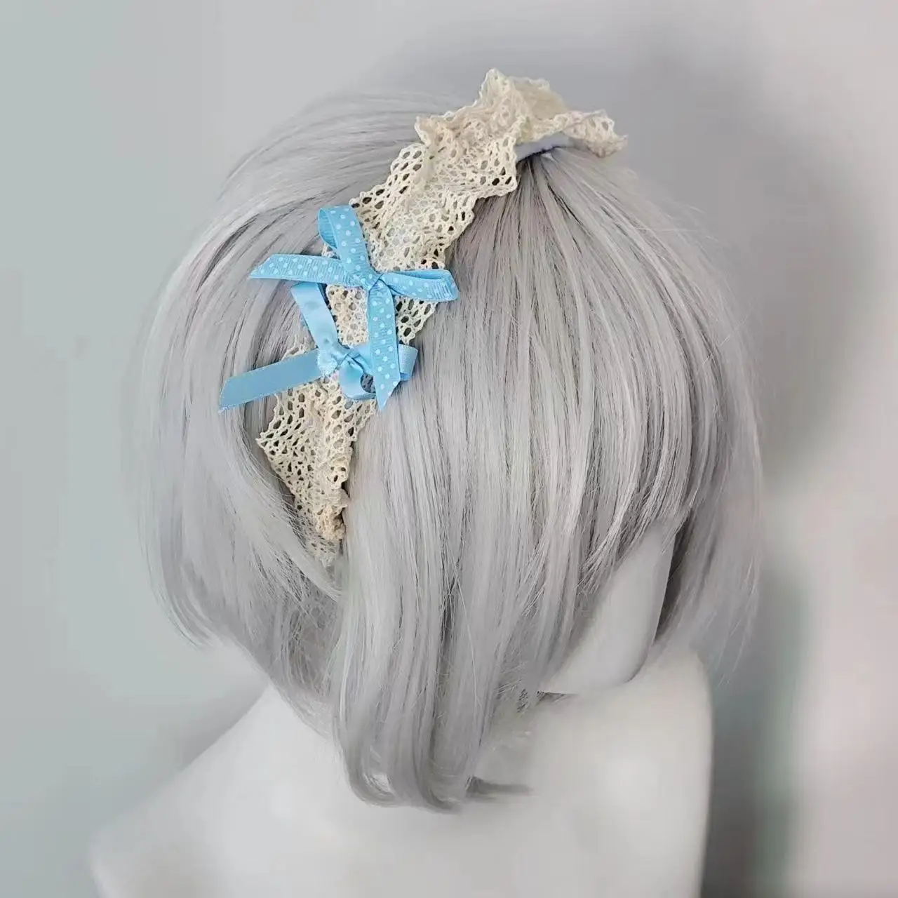 Mori Girl Sweet Lace Bow Headband With Wide Edge Mesh Headband Fairy Lolita Hair Accessory