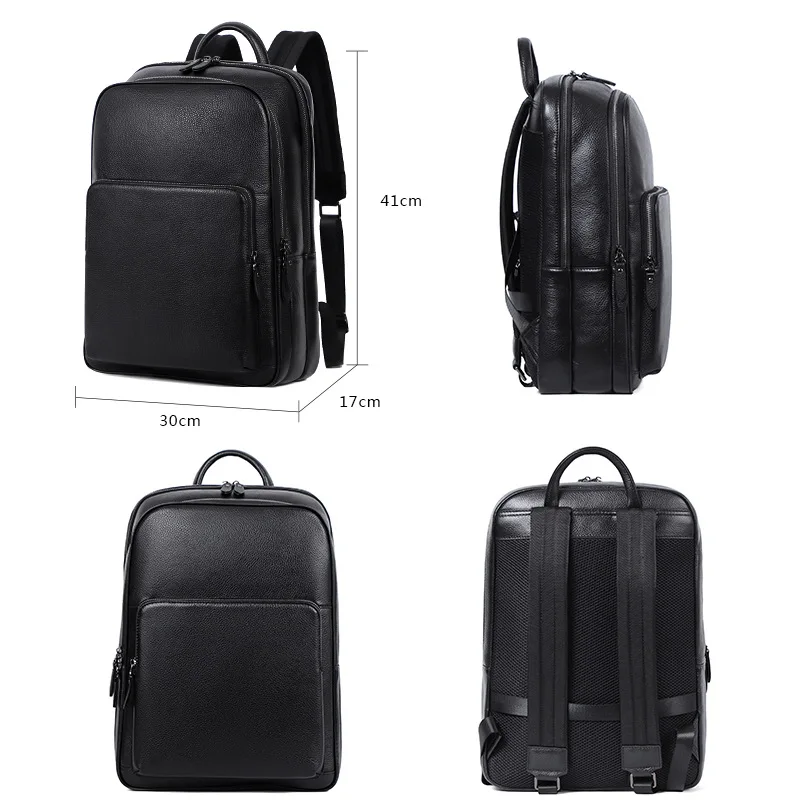 Genuine Leather Men's Backpack Cowhide Travel Backpack Large Capacity College Students School Bag Business Laptop Bag