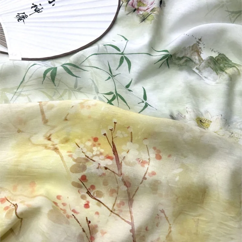 Camisa Cheongsam de linho verão, novo estilo chinês casaco e vestido de tecido, ameixa na neve figura, figura nacional