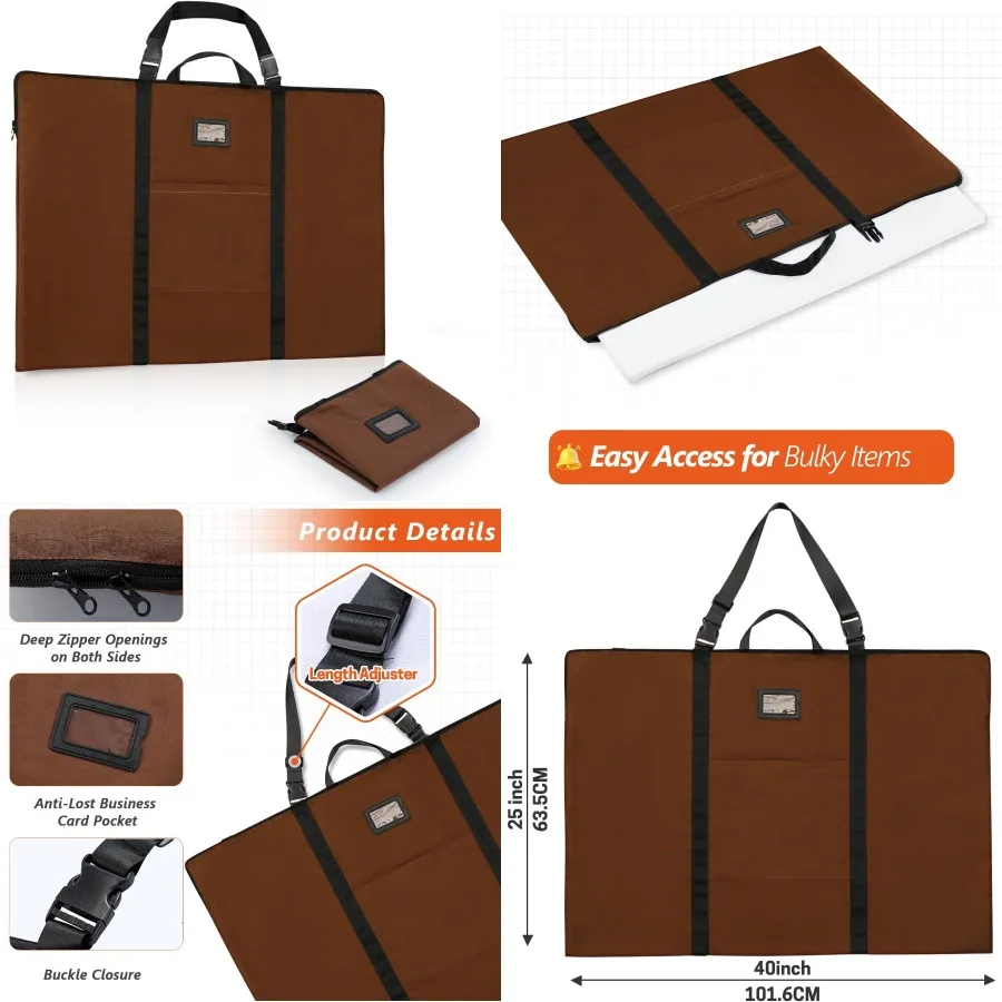 حقيبة محفظة فنية كبيرة الحجم مقاس 24 × 36 بوصة حقيبة تخزين كتف نايلون خفيفة الوزن مع مقبض وسحاب لرسم الملصقات