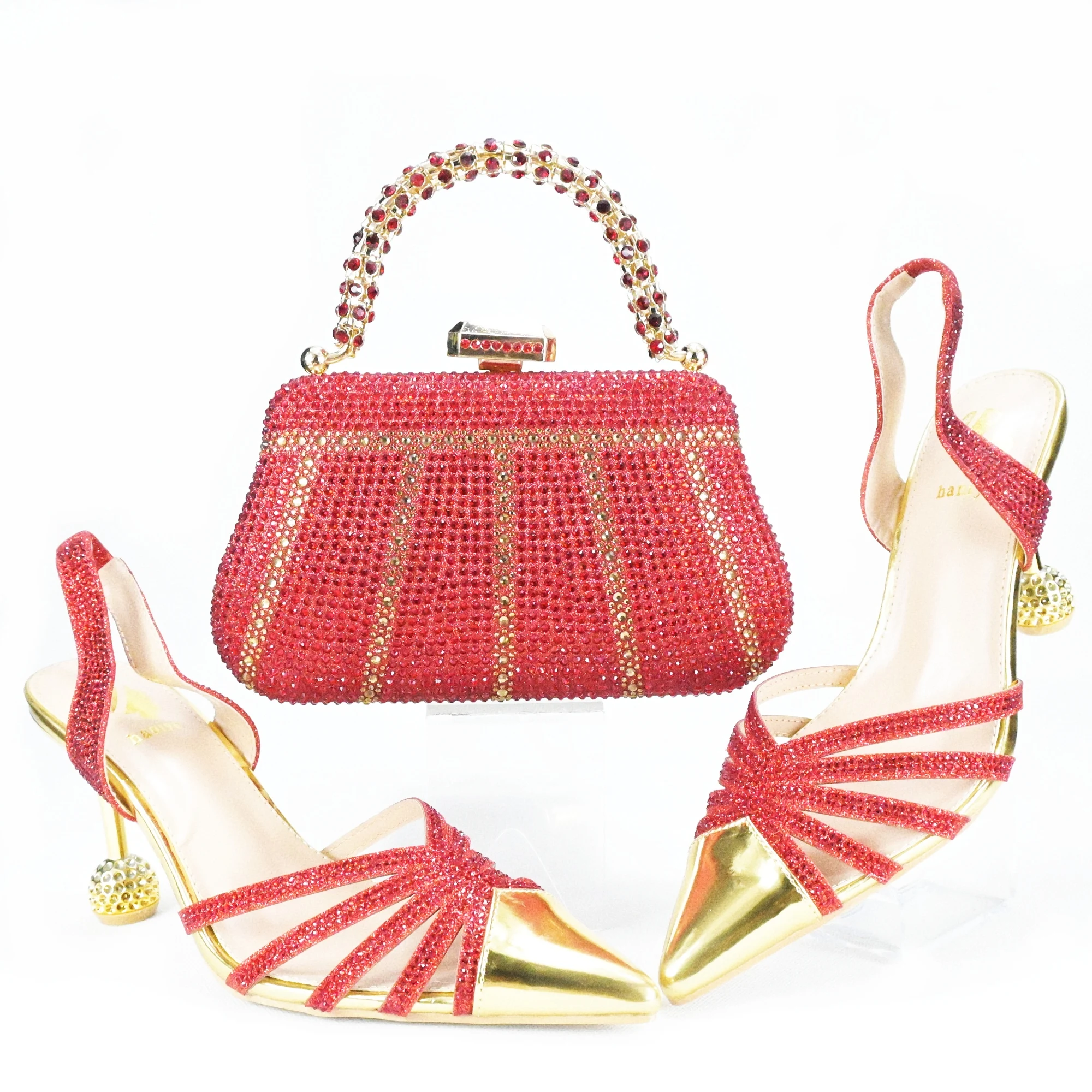 

Doershow High Quality African Style Ladies Shoes And Bags Set Latest red Italian Shoes And Bag Set For Party HAS1-25