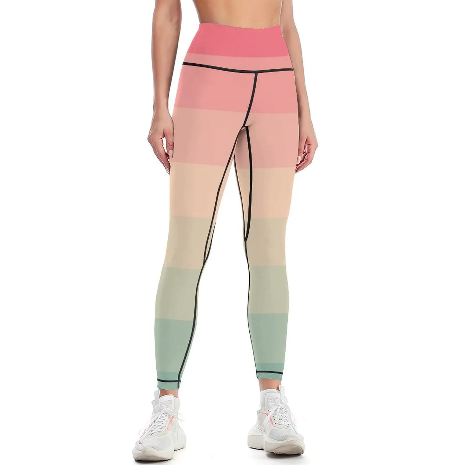 Retro Colorful Horizontal Stripes Leggings trousers Sports pants woman gym wear Sports pants for Womens Leggings