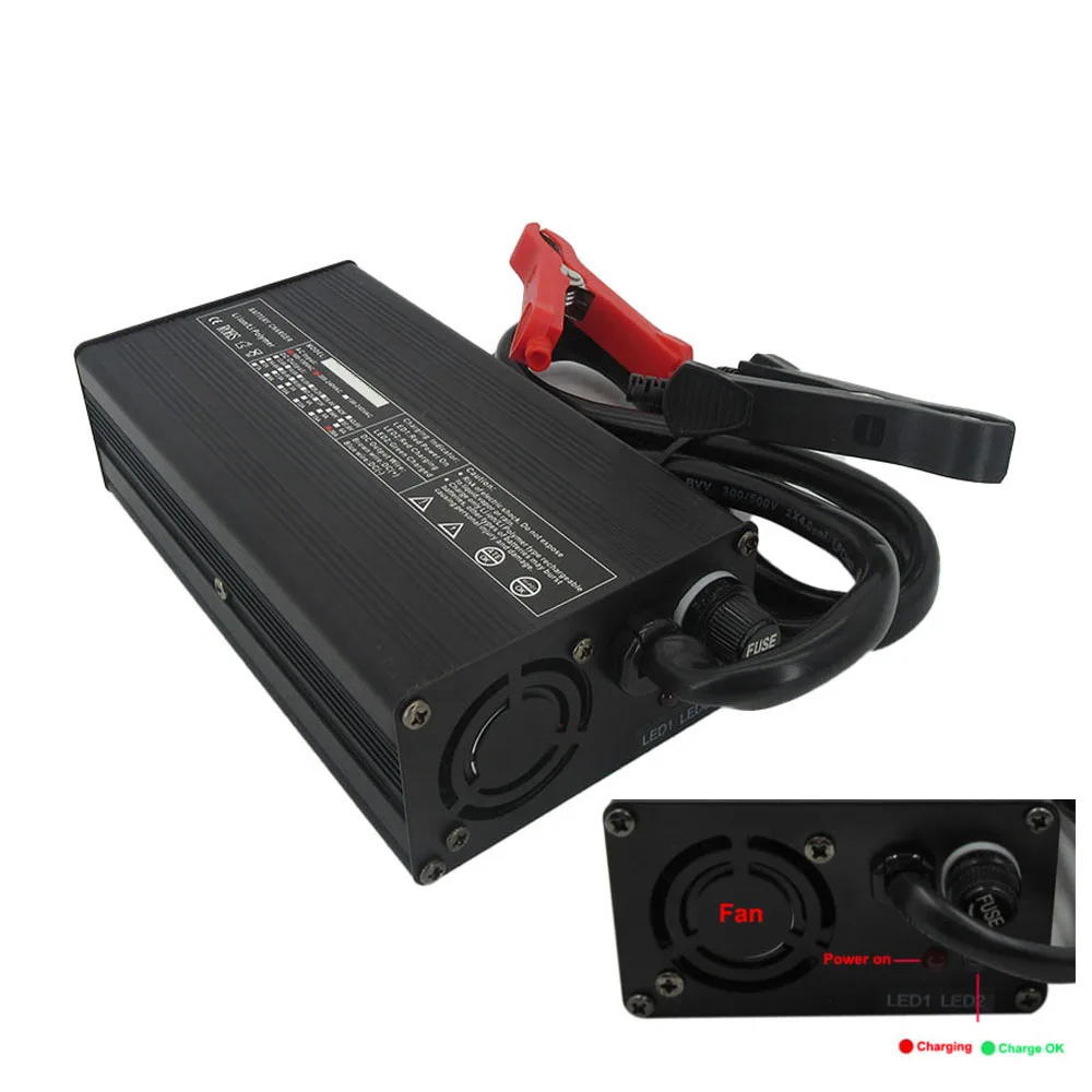 58.4V 5A 10A LiFePO4 Battery Charger 16S 48V 50AH 100AH Iron Phosphate Golf Cart Forklift RV Fast Charger Alligator Clip