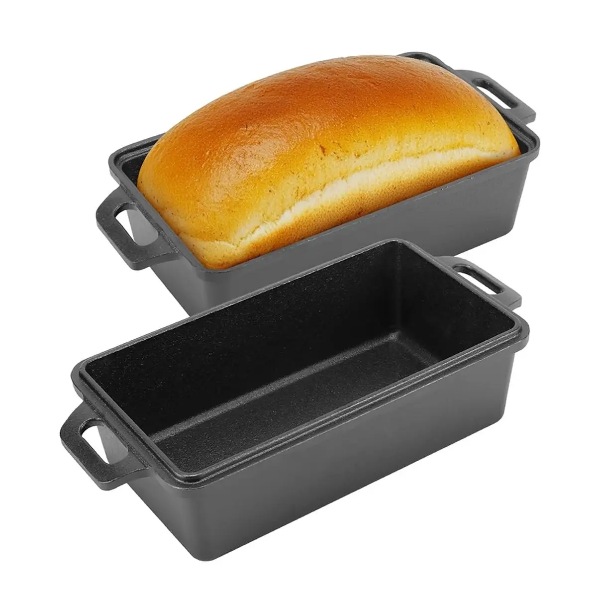 DT35New Arrival Cast Iron Loaf Pan with Lid Bread Baking Pan Even Heat Distribution for Homemade Bread, Cake, and Meatloaf