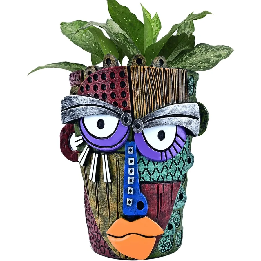 

Богемные горшки для цветов с лицом для растений, ручная роспись, красочные цветочные горшки с дренажем, домашний и открытый садовый декор, подарок, идеально подходит для