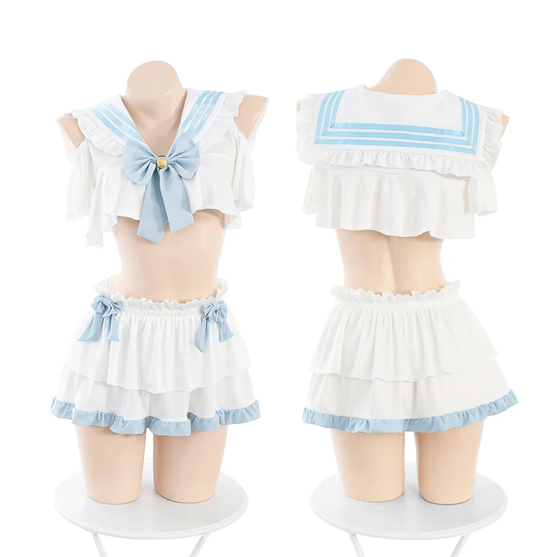 Japanese Anime Lolita Girl Sailor Uniform Style Women Cute Student Maid Top Skirt Outfits Cosplay Costume Seductive Lingerie Set