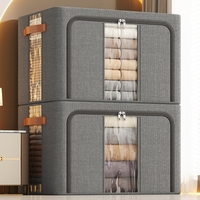 1Pc Large capacity 100L clothes basket Steel frame foldable clothes storage box Cotton quilt hat scarf  Wardrobe organizer