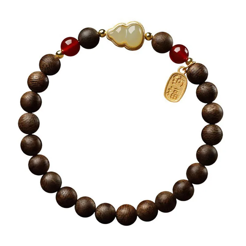 

Natural Nha Trang Agarwood Beaded Bracelet NanHong Sterling Silver Bracelet Stackable White Wood Bracelet Gifts