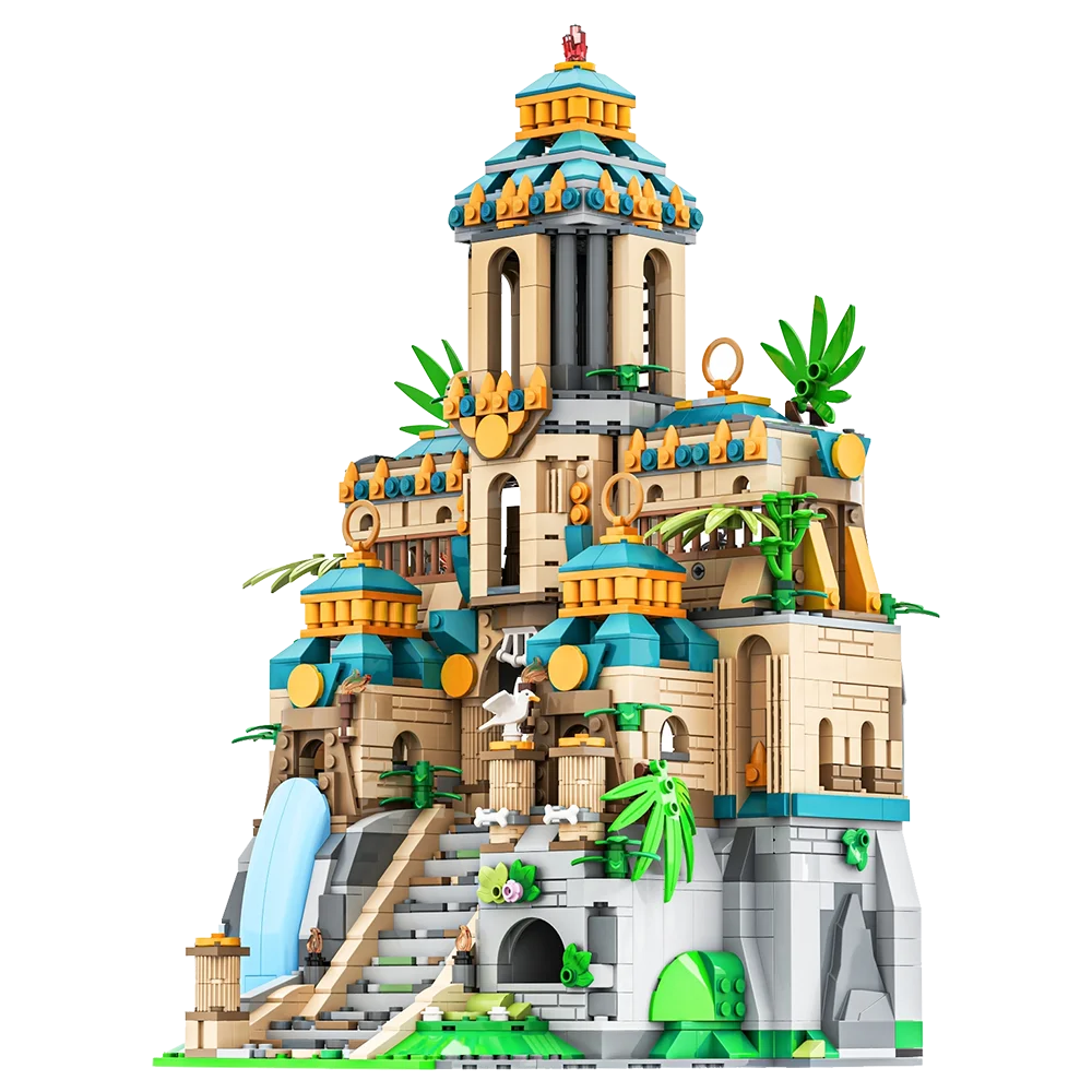 MOC castello medievale The Lost Temple Building Blocks modello Cartoon Famous Architecture Bricks Creative Assembly Toys regali per bambini