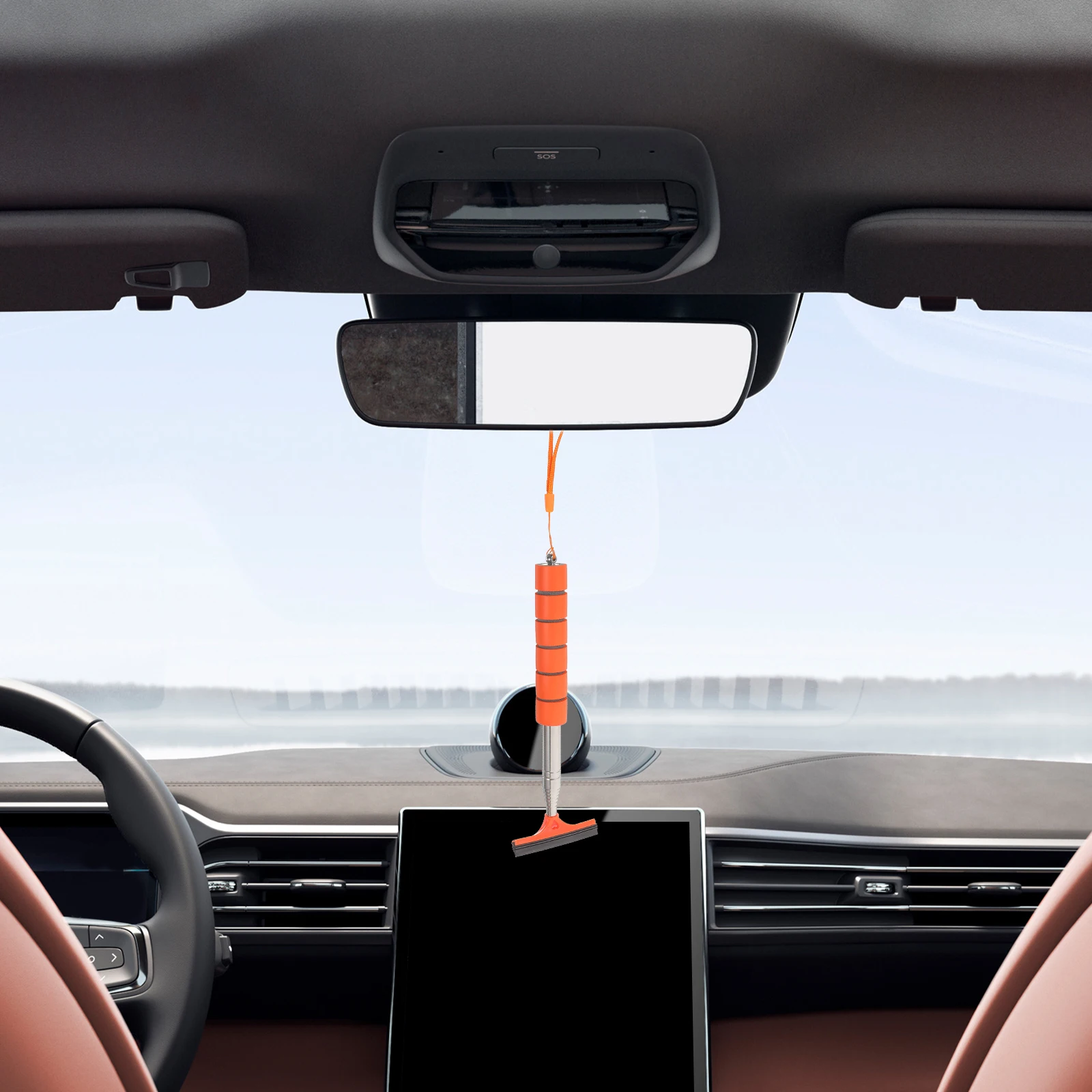 

Rearview Mirror Squeegee Wiper Car Window Cleaner Tool Extendable Handle Scratch-Free Water Automotive Cleaning