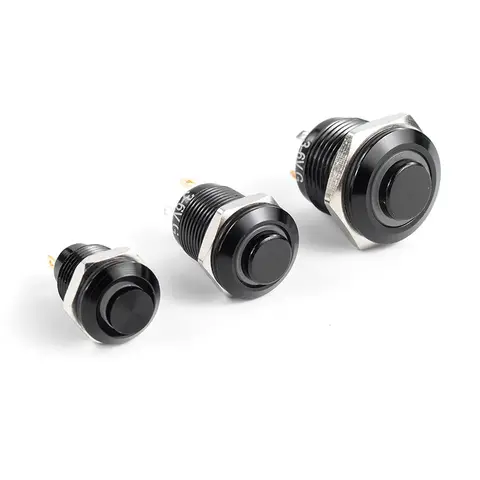 1NO Hög tryckhöjd Vattentät metalltryckbrytare LED-ljus Självlåsande/återställning 3/6/12/24/220V 8/10/12/16mm Oxiderad svart 10 best sales knapplampa - №7