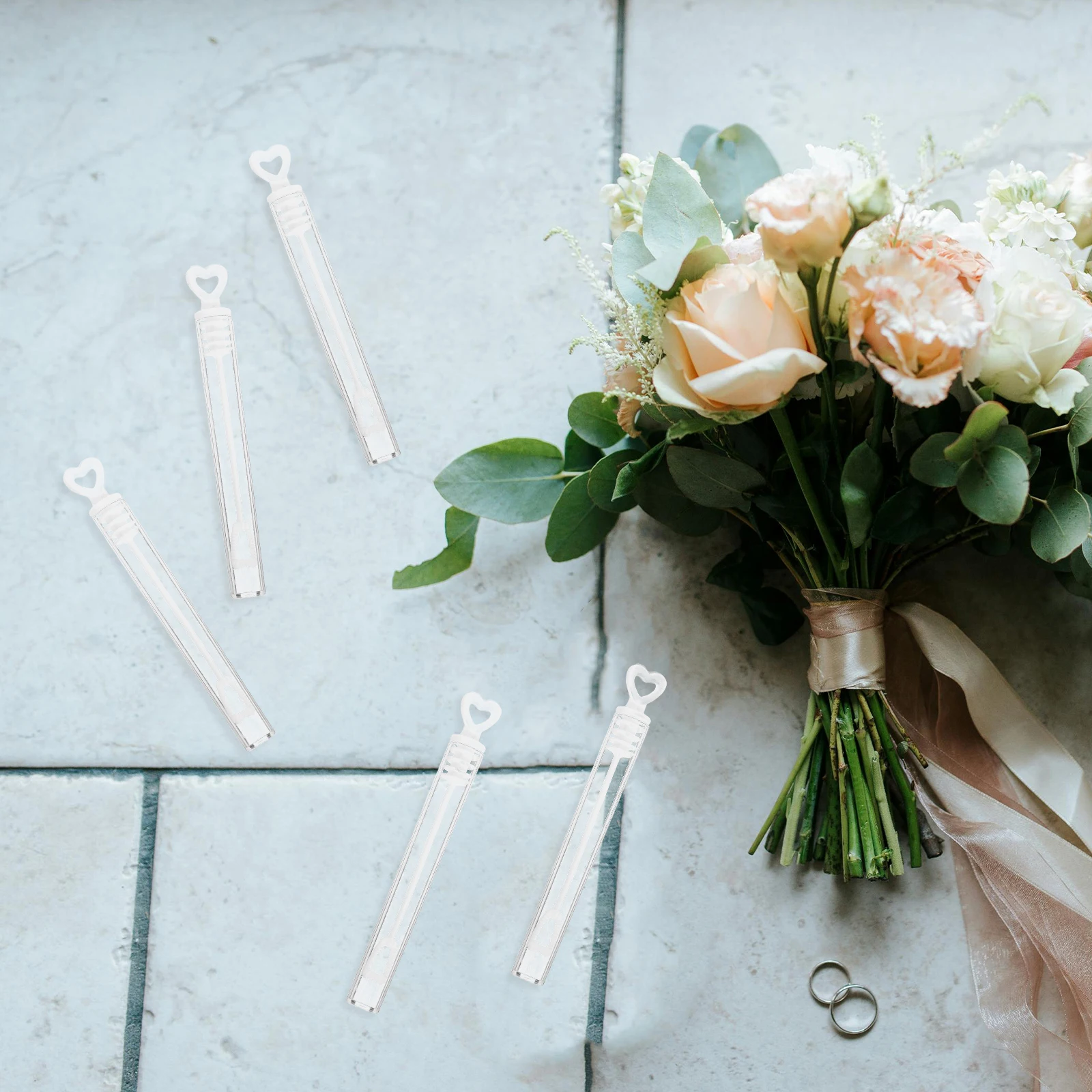 

48 Pcs Heart Wedding Tubes Clear White Color Lightweight Portable Kids Party Favors Sticks Wands