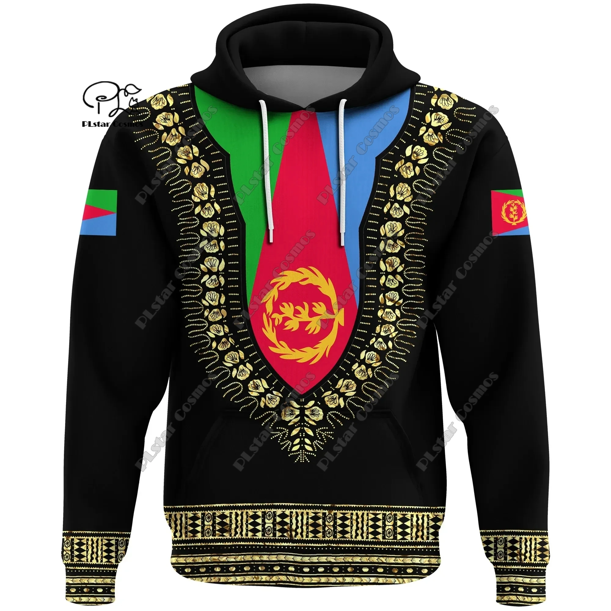 

PLstar Cosmos 3D Printed ERITREA Coat of Arms and Flag Colors Tattoo Retro Latest Street Casual Unique Unisex Hoodie E-1