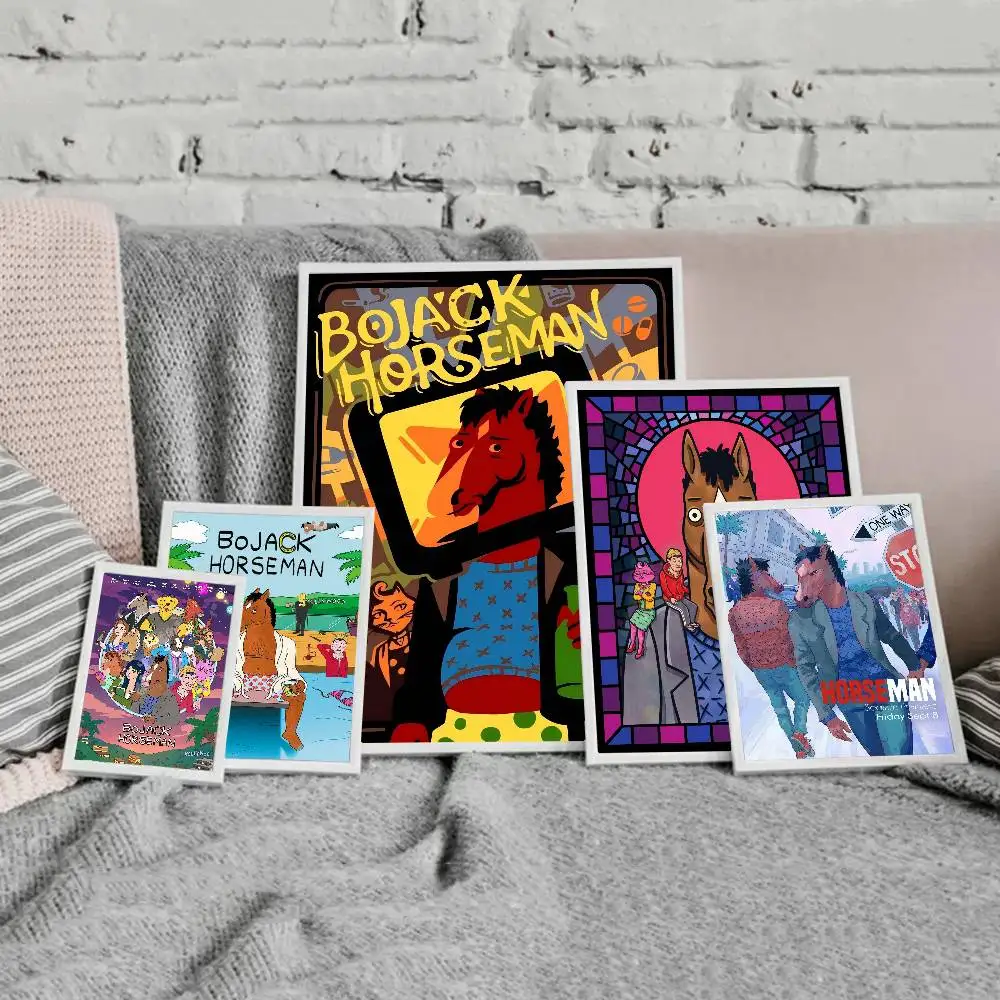 B-BoJack Animation H-Horseman Classic Vintage Posters Decoracion Painting Wall Art White Kraft Paper Kawaii Room Decor