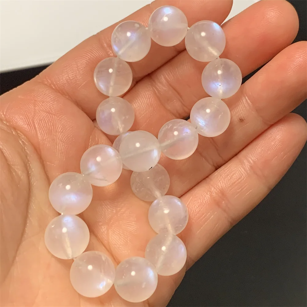 1Piece Natural Clear Silver Blue Light Moon stones Bracelets for Women Shining as Bulbs Moonlight Healing Beads Moonstone Bangle