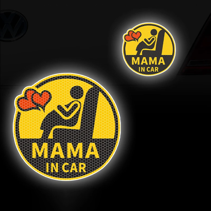 New Mama In Car Baby Kids On Board Adesivi altamente riflettenti Sicurezza notturna Guida personalizzata per bambini Segnale di avvertimento Decalcomanie per auto