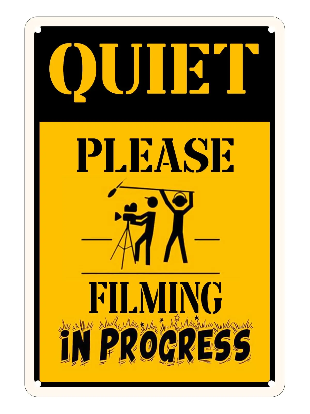 Vintage Tin Sign Retro Metal Sign Quiet Please Filming In Progress Tin Sign Wall Decor Plaque for Farm Fishing Garage Garden Yar