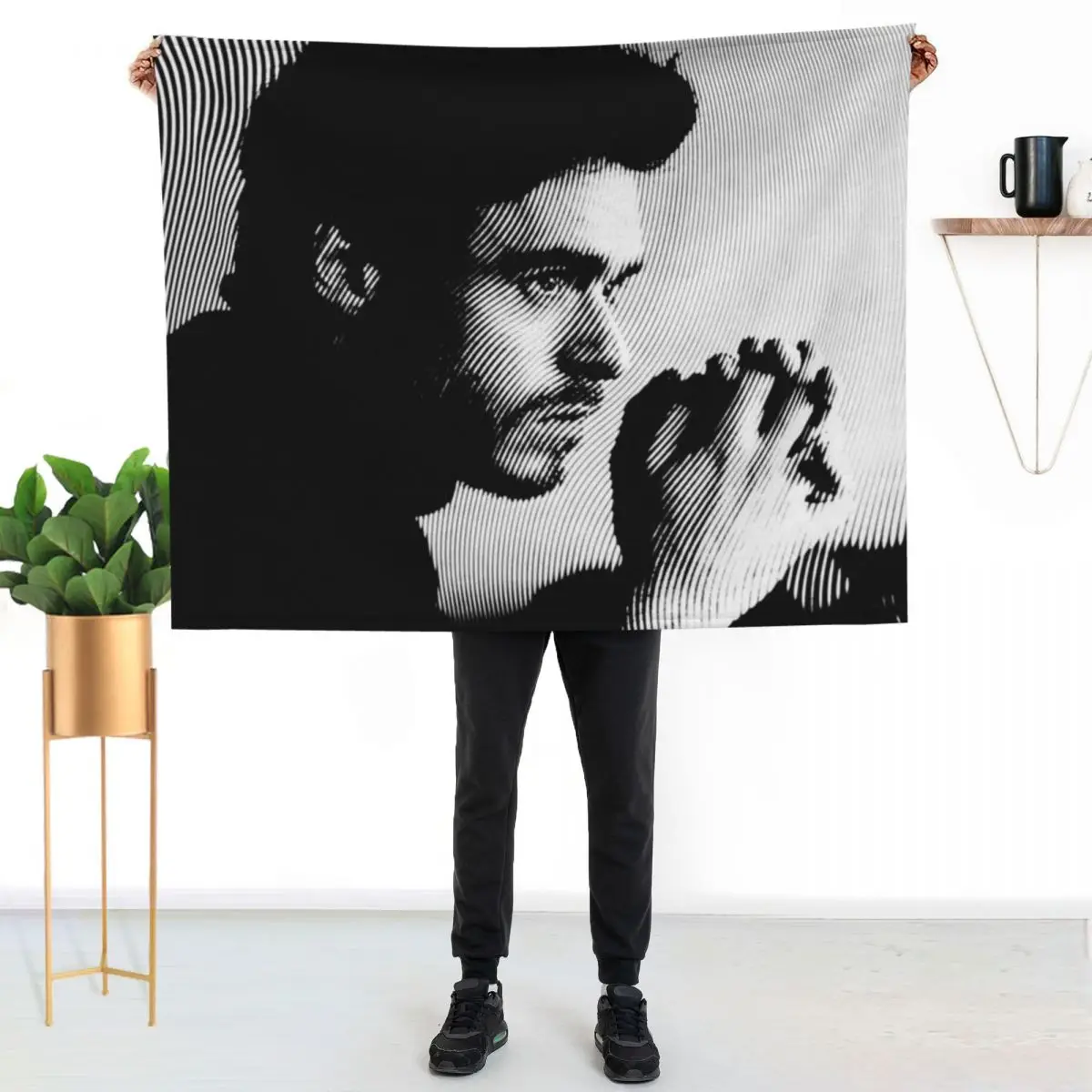 Black & White Portrait Of Richard Madden Throw Blanket Hairys Multi-Purpose Soft Plaid Giant Sofa Travel Bed linens Blankets