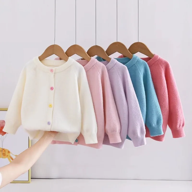 UNITIM 2026 Herbst Winter Kinder Mädchen Pullover Ins 2-10 Jahre Kinder Mädchen Vielseitige Strickjacke Bunte Knöpfe Junge Teenager Mädchen Mantel – Detail 2