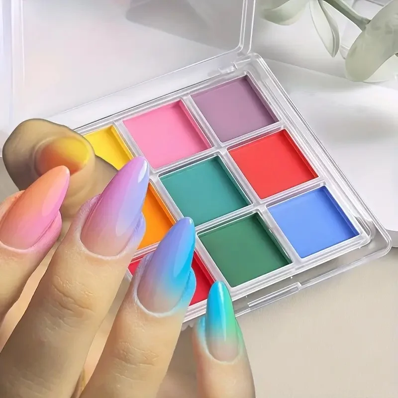 9 farben/Set Feine Glitter Gradienten Matte Pat Nagel Pulver Regenbogen Feste Klopfte Staub Nagel Dekoration blickfang Maniküre Pigment