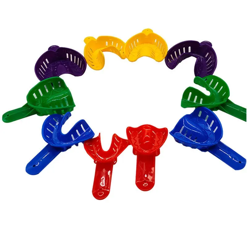 

12pcs Dental Impression Trays Disposable Plastic Colorful Upper Lower Dental Molding Dentist Supplies