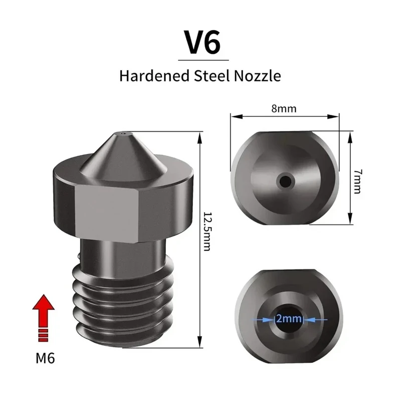 E3D V6 Nozzle Hardened Steel 0.2/0.4/0.6/0.8mm 1.75mm Filament 3D Printer Nozzle For Ender 3 Hotend Titan Extruder Prusa I3 MK3