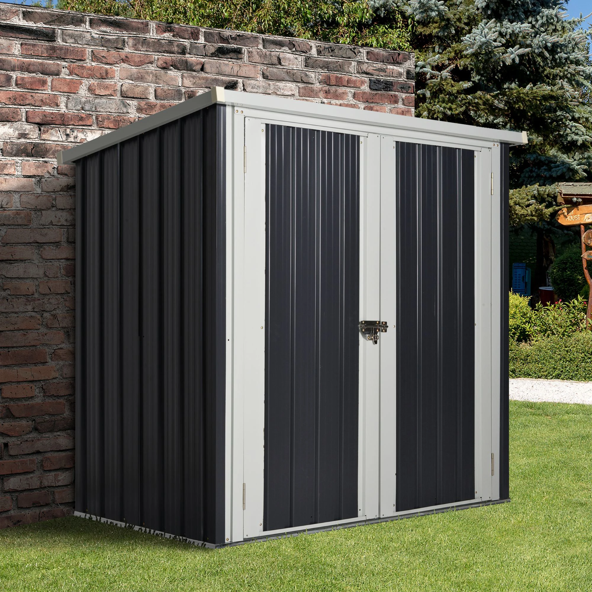 Outsunny Cobertizo de Jardín 1,26 m² 147x86x134 cm 2 Puertas y Cerradura Negro