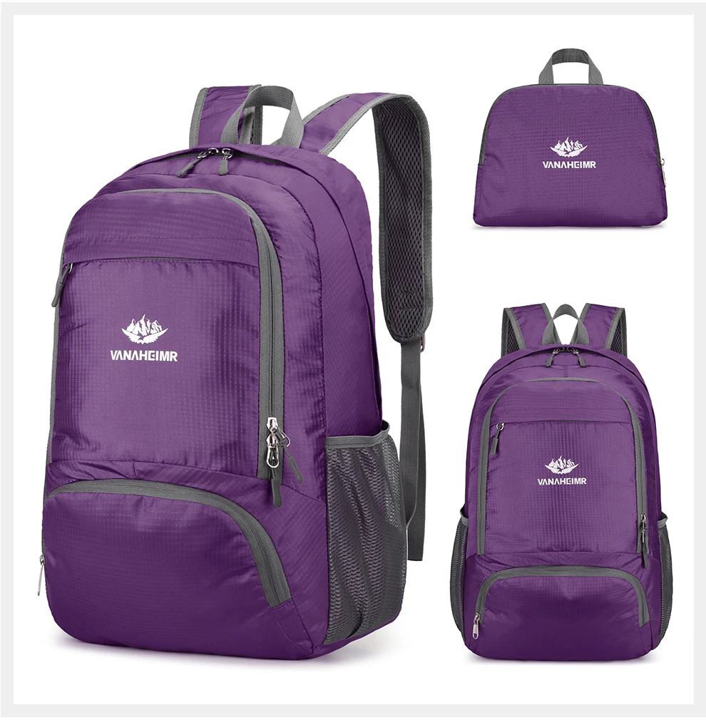 23l packbarer Rucksack faltbare ultraleichte Outdoor-Reisetasche großer zusammen klappbarer Rucksack Wander reise rucksack Bergsteiger-Tages rucksack Geringes Gewicht hohe Kapazität Wasserabweisendes Gewebe Top Punc – Detail 28