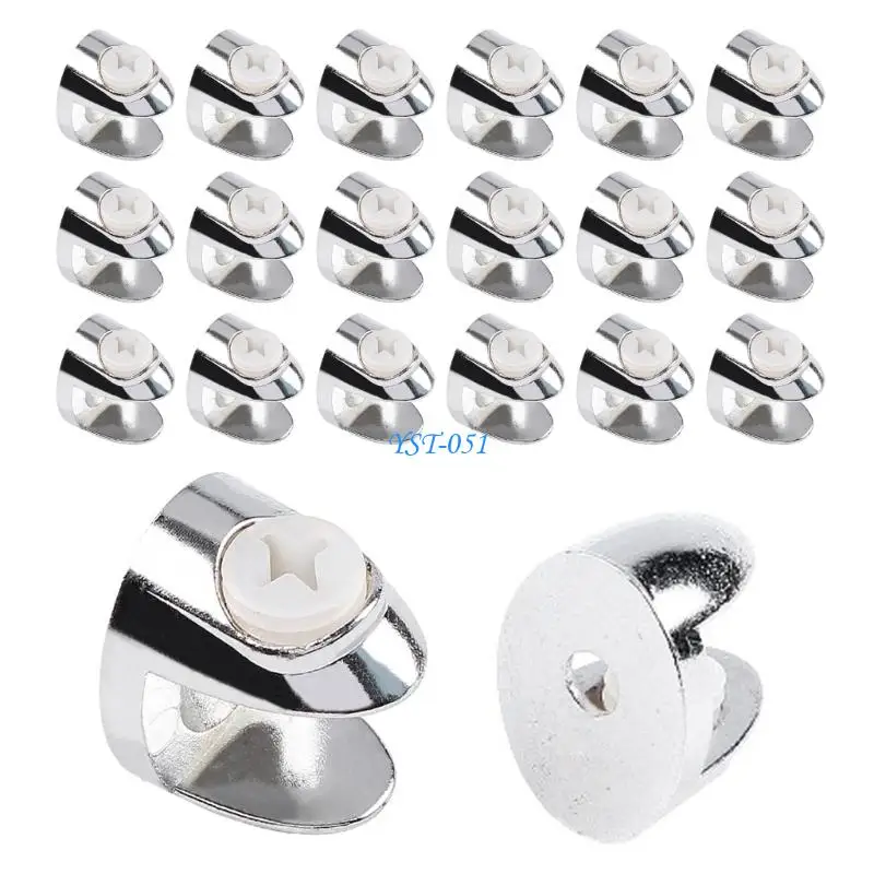 E15A 20Pcs Universal Zincs Alloys Glass Brackets Adjustable Fish Mouth Glass Holders
