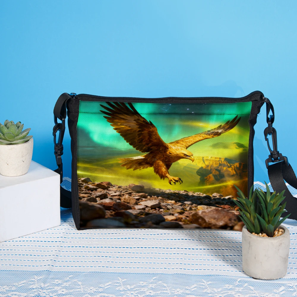1pc Eagle Flying Over Mountain Landscape Crossbody Bag Multicolor Print Shoulder Bags For Outdoor Travel Hiking And Daily Use Wi