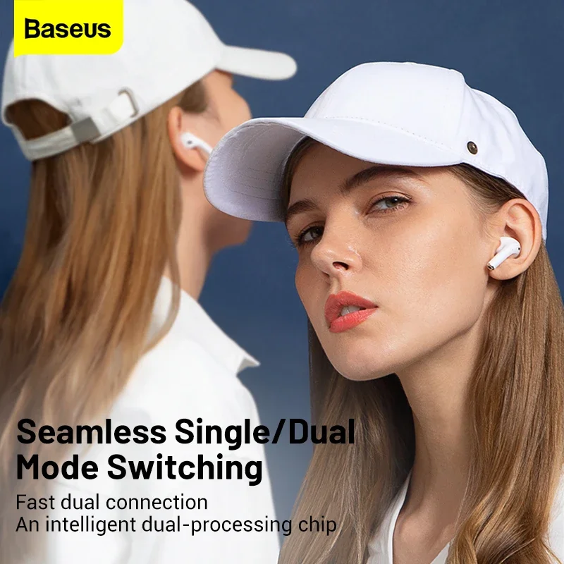 Baseus Encok W3 Headphones Wireless Bluetooth 5.0 Earphones TWS Noise Reduction Hifi Earbuds with Mic Fone Gamer Headset Pro