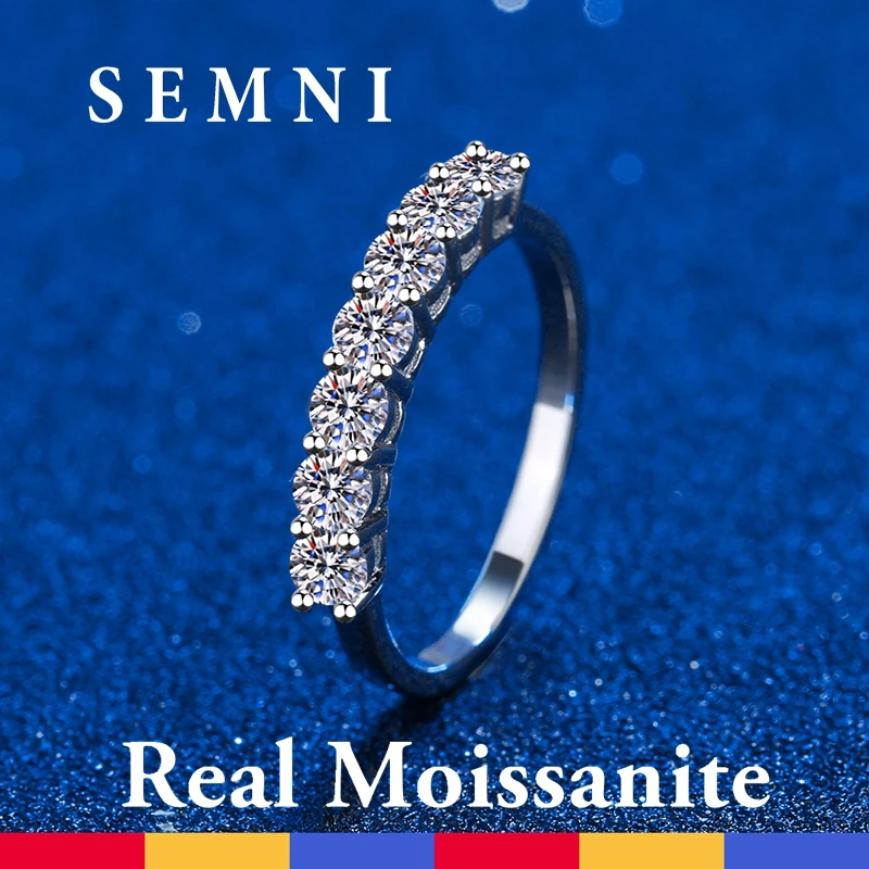 

SEMNI Wholesale 0.28ct/0.7ct Cluster Inlaid 7-Stone Moissanite Engagement Ring 18K Gold Plated Fashion Fine Jewellery Gift Women