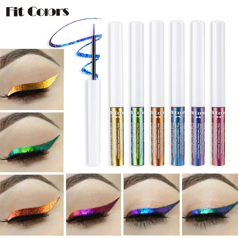 Changing Eyeliner Set 6 Colors Light Shift Holographic Liquid Eyeliner Waterproof Long Lasting for Stage Performance Makeup