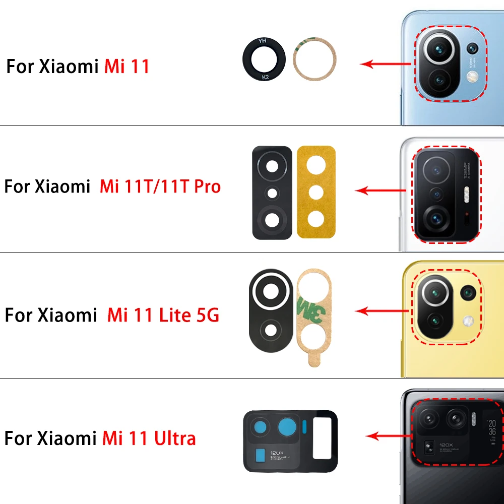 For Xiaomi Mi 12 11T 10 10T 11 Lite Pro Ultra Back Rear Camera Glass Lens With Sticker Adhesive