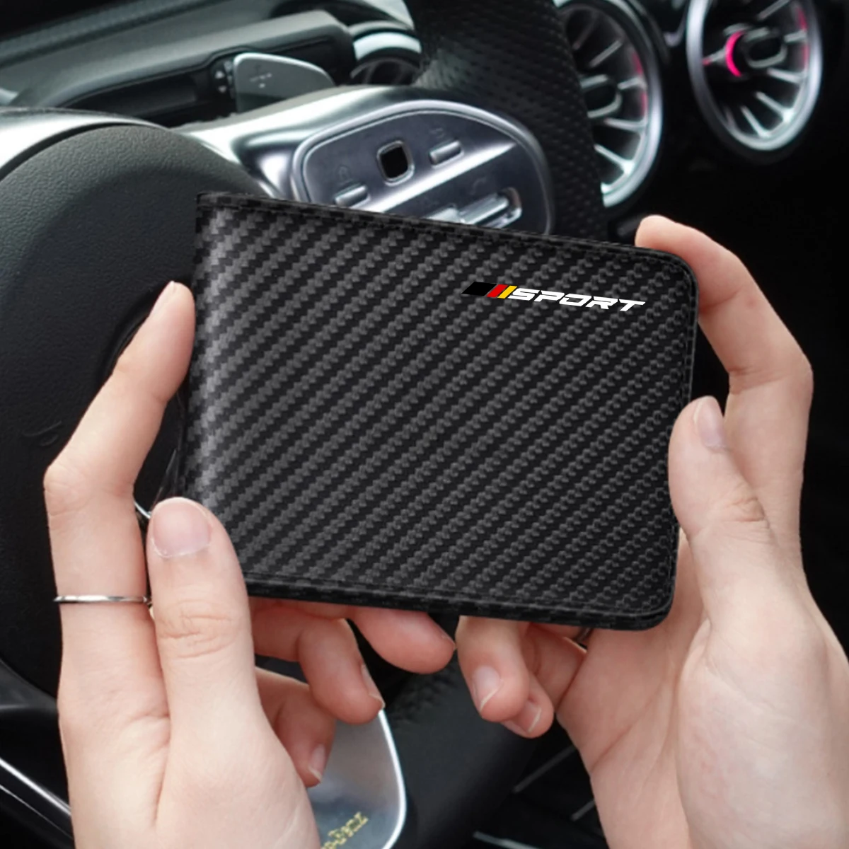 1pc Carbon Faser Stil Auto Führerschein Halter Multi-Funktionale Karte Brieftasche Tasche Für Audi BMW Mercedes Benz für VW Ford