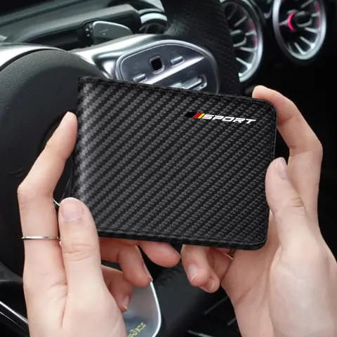 1pc Carbon Fiber Style Car Driver's License Holder Multi-Functional Card Wallet Bag For Audi BMW Mercedes Benz For VW Ford