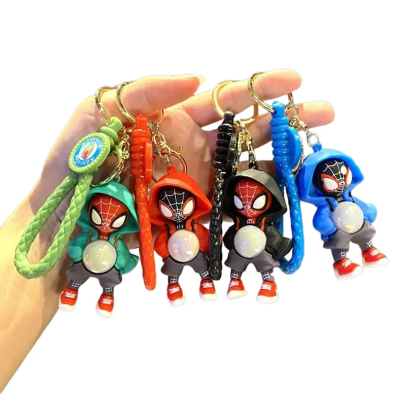 MINISO Anime Cartoon Marvel Spider-Man Plastic Car Keychain Fashion Men Women Bag Pendant Children Birthday Gift