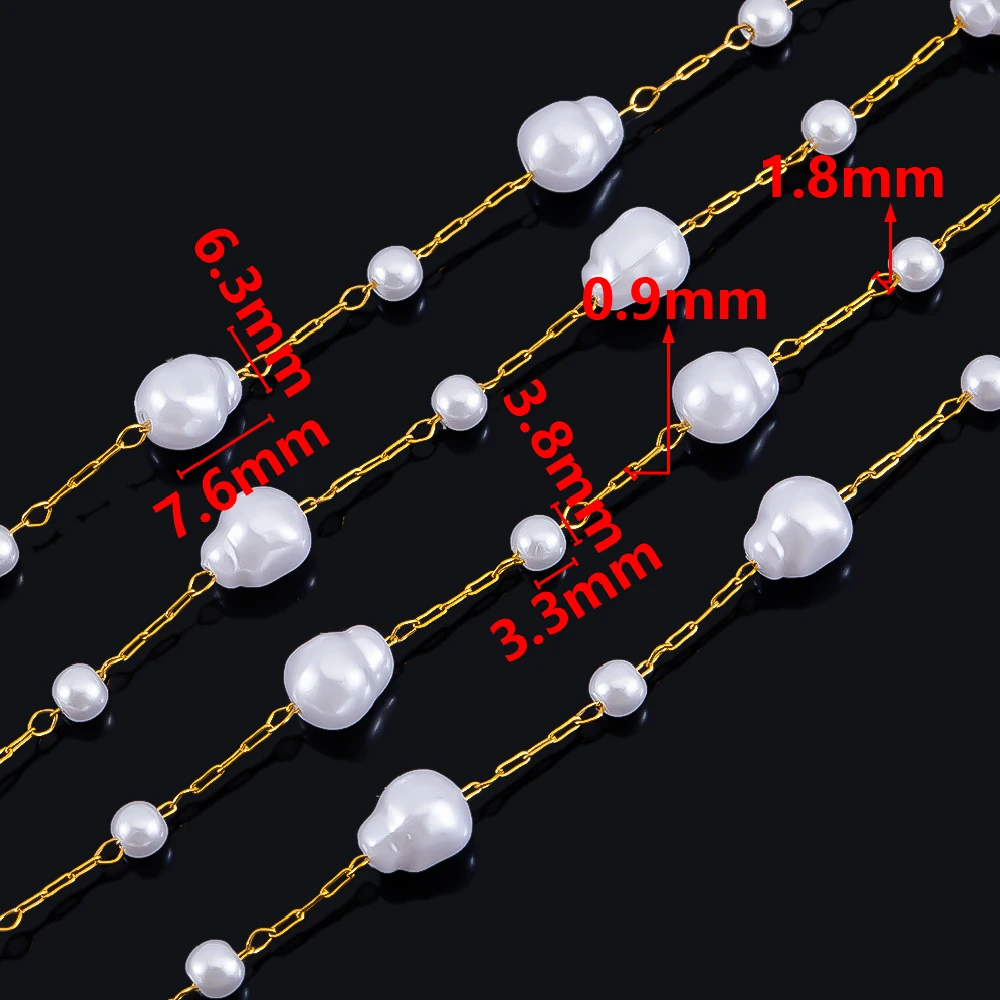 1Meter 0.5Meter Stainless Steel Irregular Imitation Pearl Bead Chain for DIY Bracelet Necklace Tassel Jewelry Making Accessories image 6